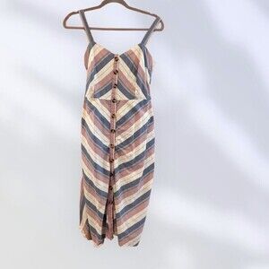 Harper heritage Striped Jumper Dress 100% cotton pink blue sleeveless buttons
